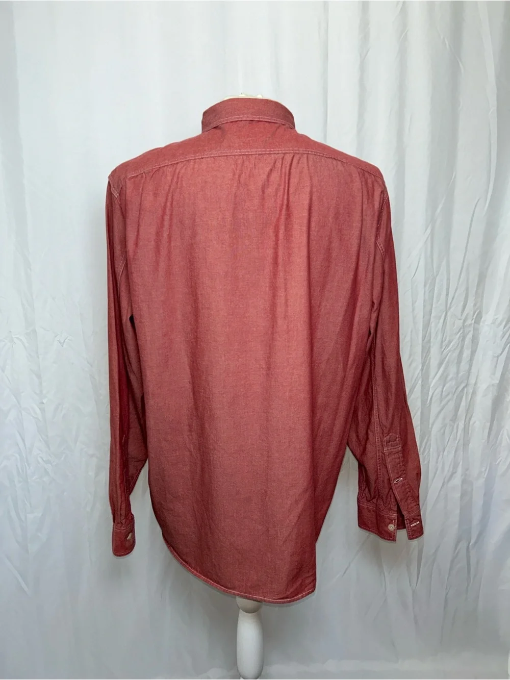Vintage 80’s 90’s J Crew Chin Strap Chambray Work Shirt Size XL